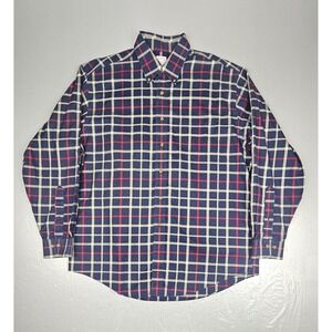 Brooks Brothers 1818 Button Down Shirt Mens Large Blue Plaid Casual Longsleeve